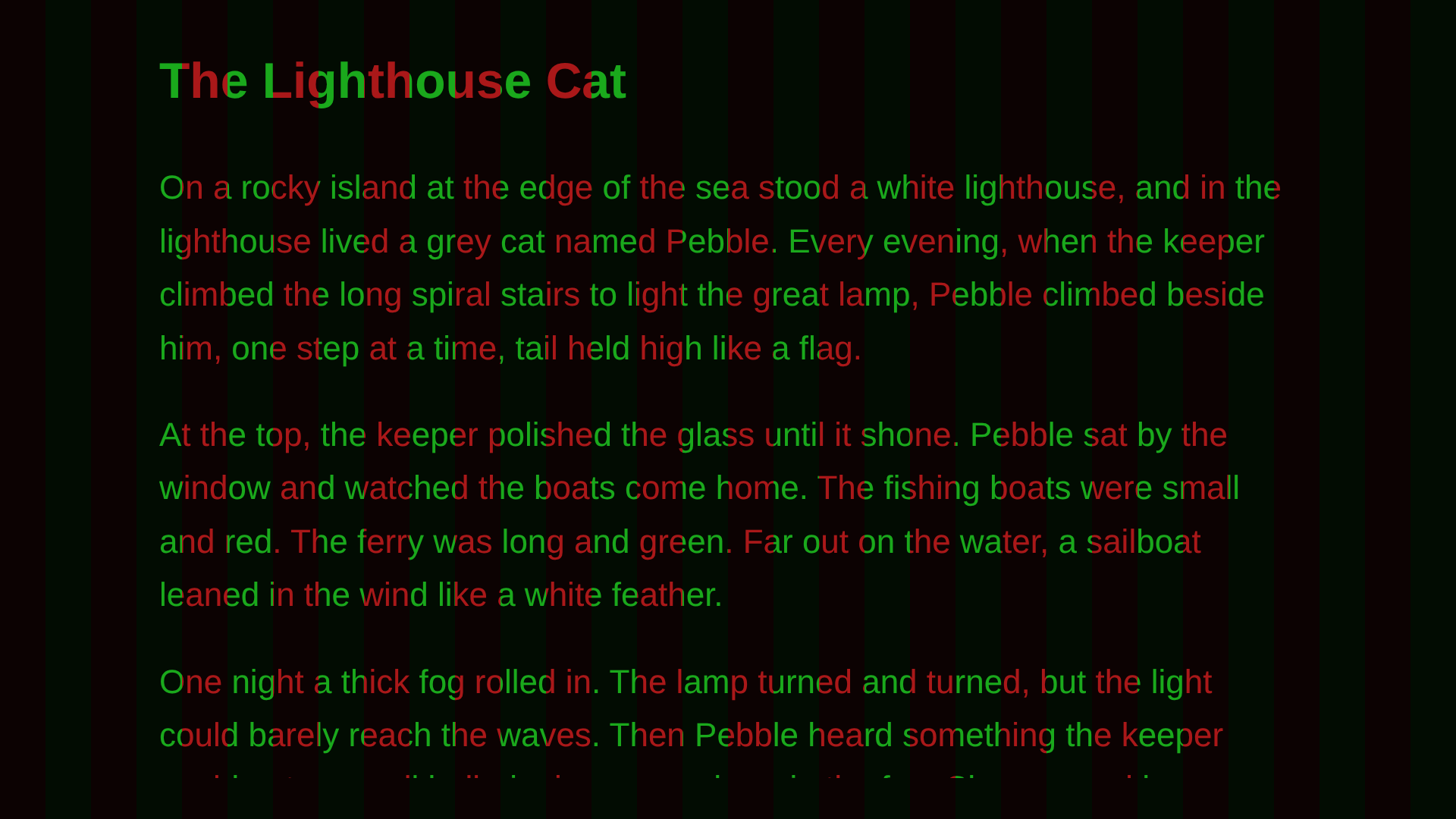 A story shown under red and green bars